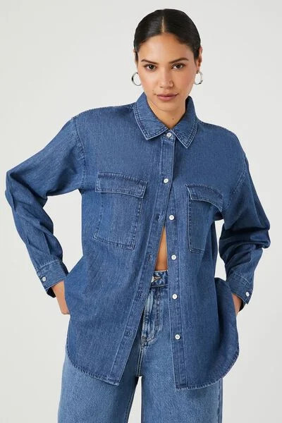 Denim long sleeve shirt | Forever 21 (US)