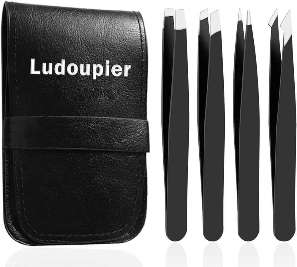 LUDOUPIER [4+1 Pieces] Tweezers Set with Travel Case, Great Precision Upgrade Professional Anti-r... | Amazon (US)