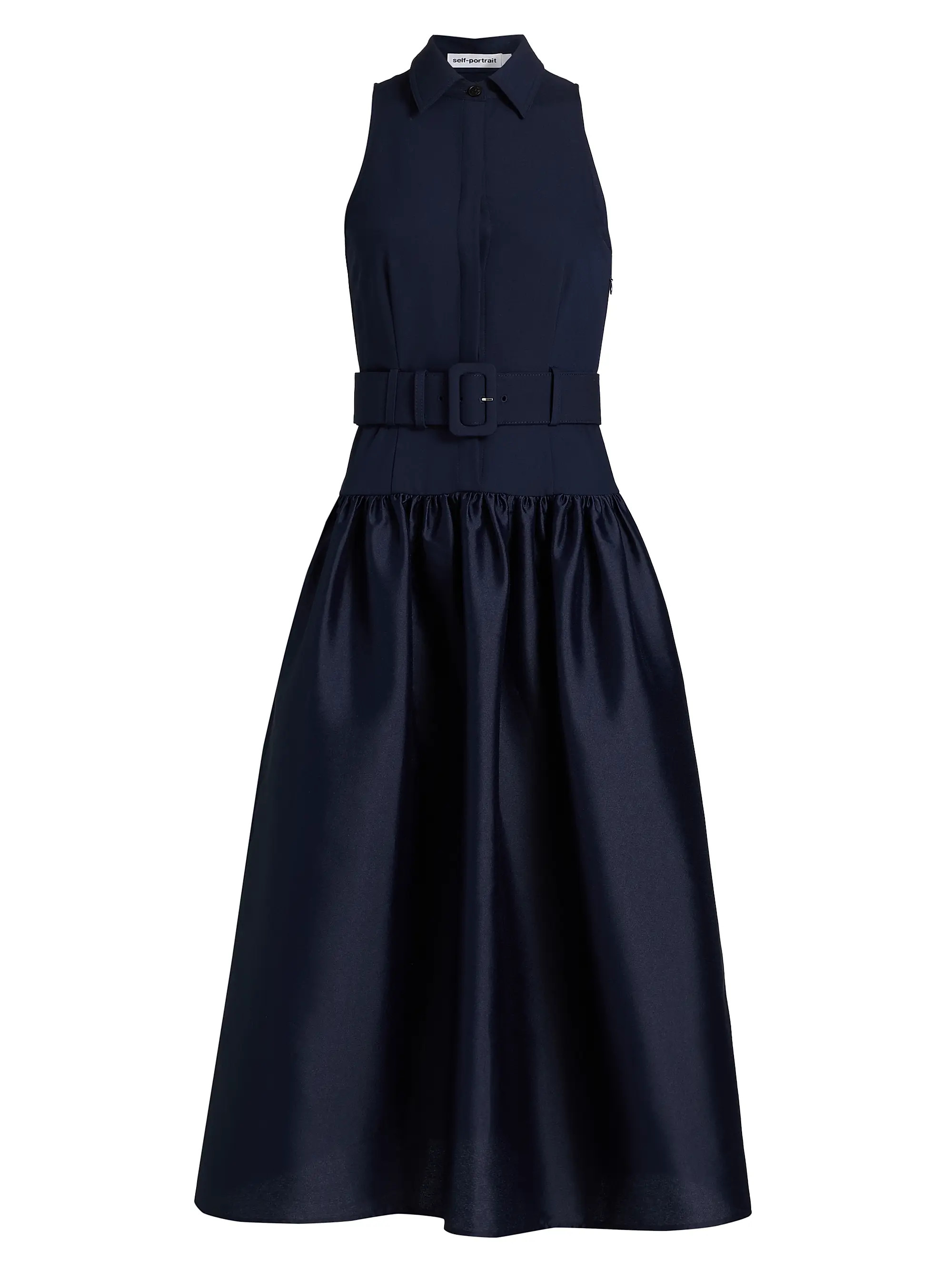 Belted Twill Fit & Flare Midi-Dress | Saks Fifth Avenue