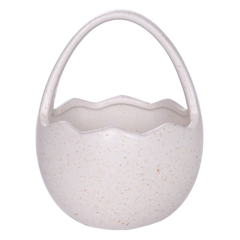 Natural Hatched Egg Ceramic Basket, 7" | At Home
