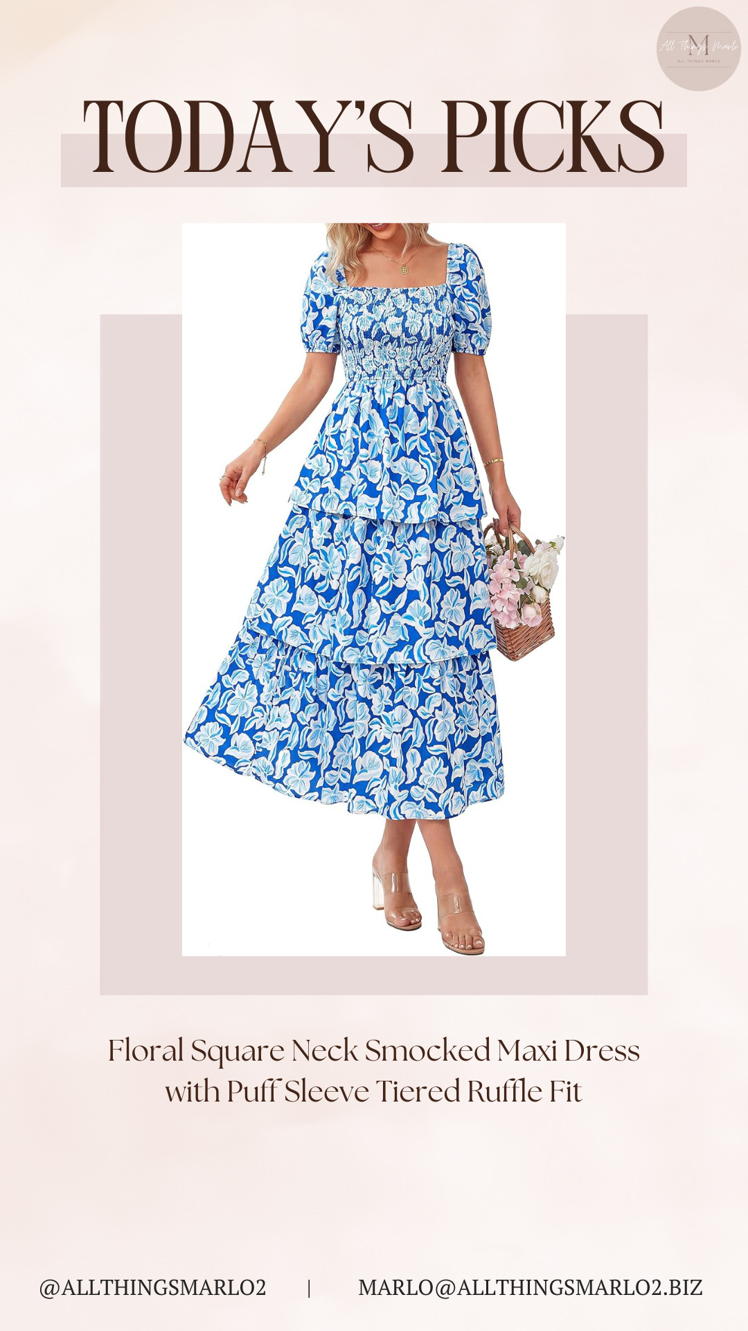 Floral Square Neck Smocked Maxi Dress with Puff Sleeve Tiered Ruffle Fit 

 #LTKootd #LTKSeasonal #LTKTravel