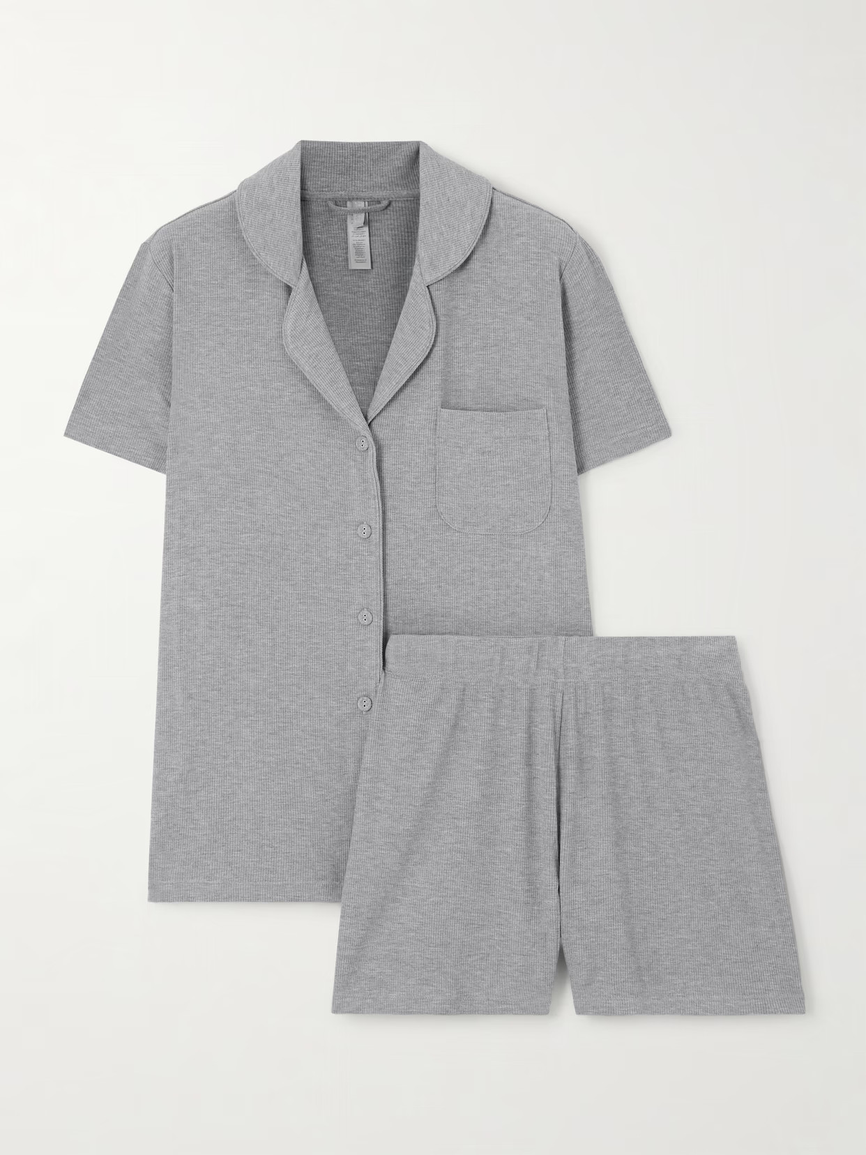 SKIMS - Soft Lounge Short Rib Sleep Set - Heather Grey | NET-A-PORTER (US)