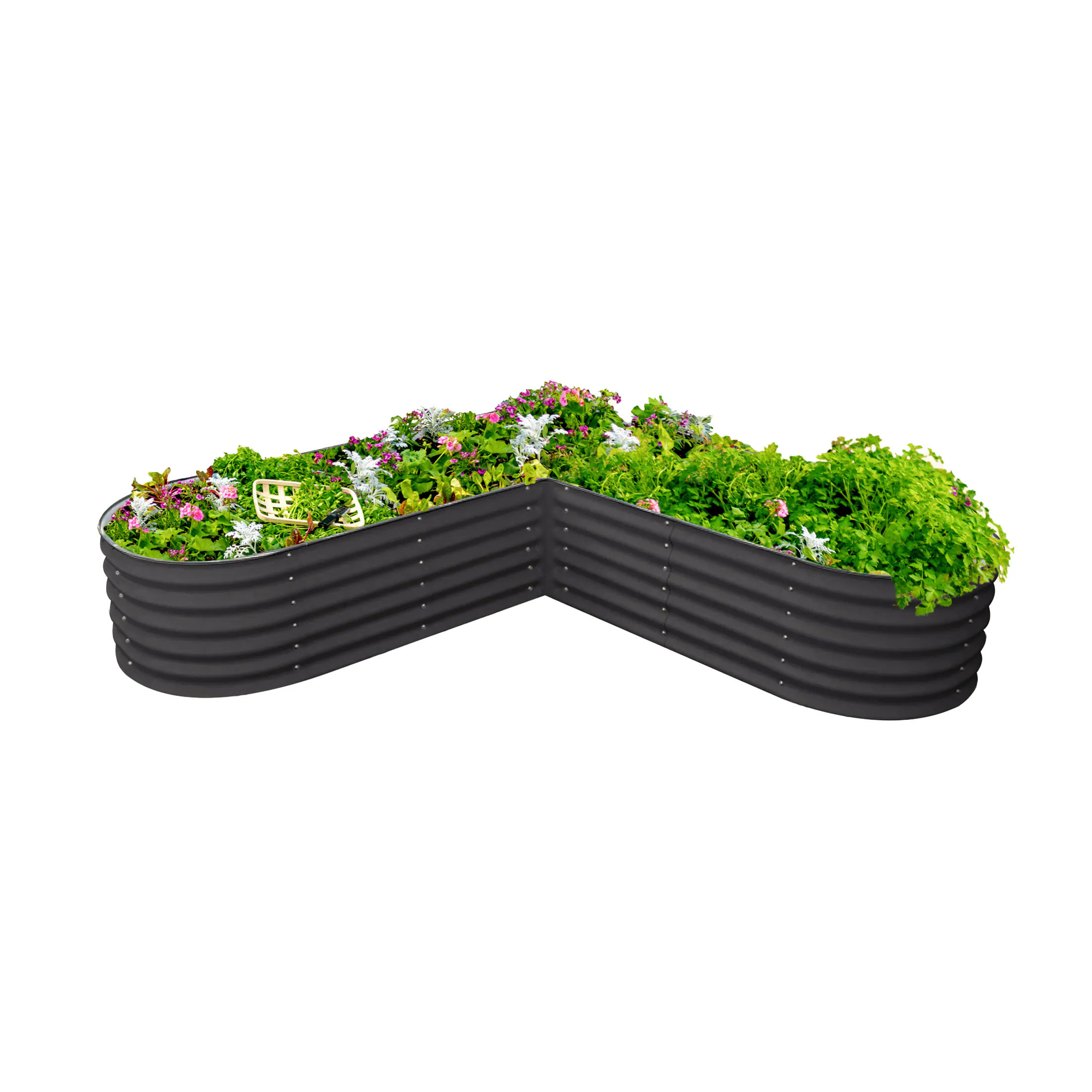 Vego Garden 41-cu ft 84-in W x 84-in L x 17-in H Modern Gray Galvanized Metal Raised Garden Bed Rubber | VBLLG17MG | Lowe's