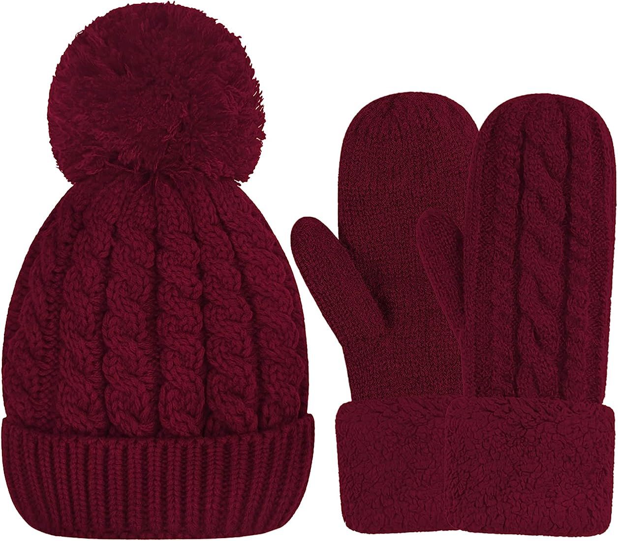 Winter gloves Warm Lining - Cozy Wool Knit Thick Gloves Mittens, Amazon Fashion | Amazon (US)