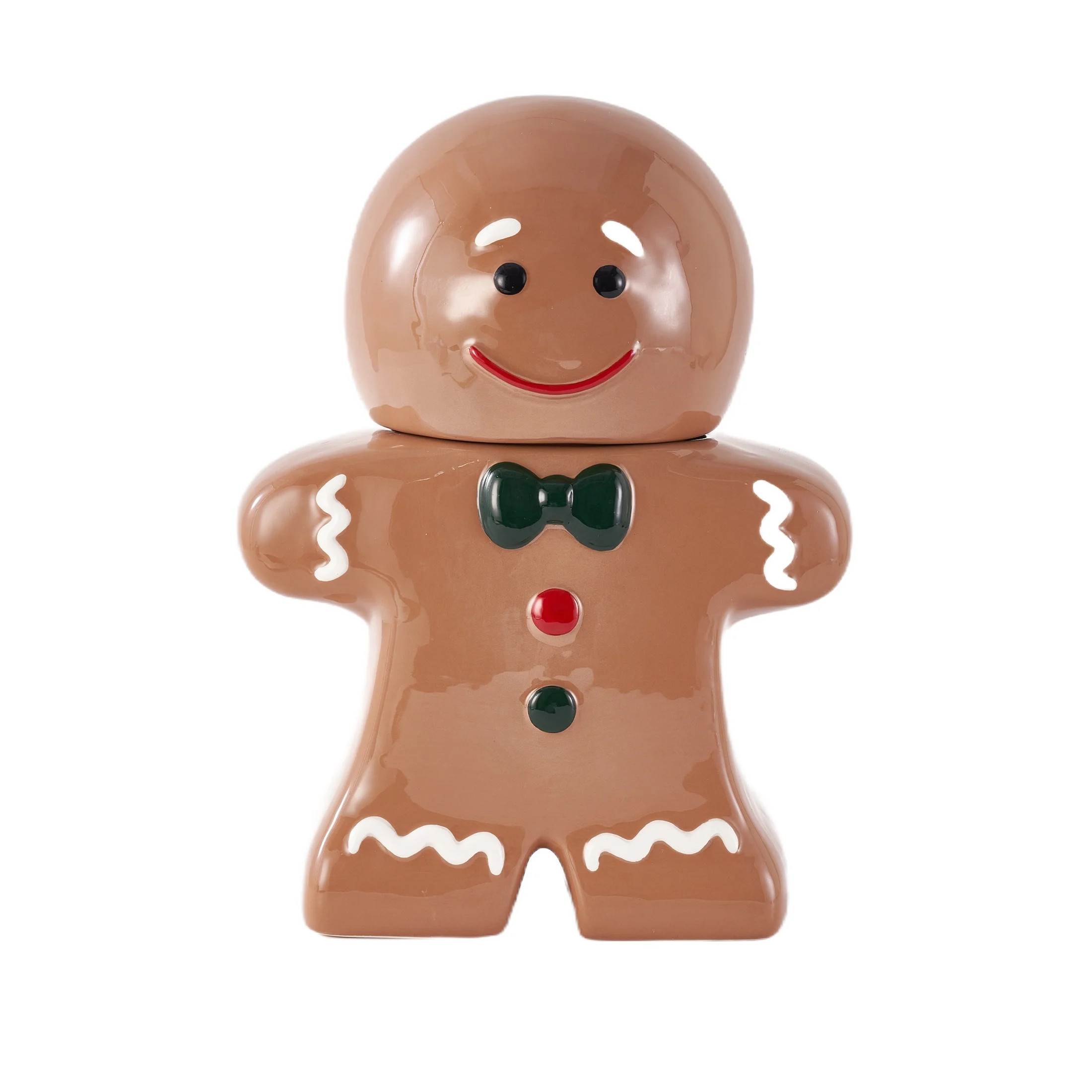 Holiday Time Ceramics Gingerbread Man Cookie Jar, Ceramic Cookie Jar for Kitchen Counter, Great f... | Walmart (US)