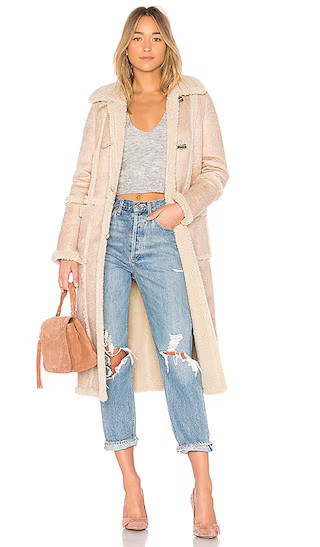 Tularosa Tristan Sherpa Coat in Sand | Revolve Clothing