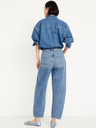 High-Waisted Barrel Ankle Jeans | Old Navy (US)