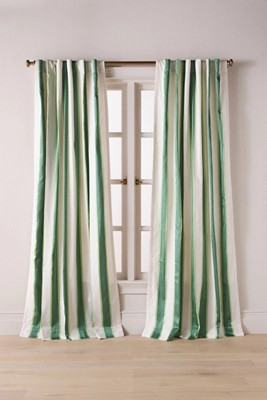 Woven Rugby Stripe Curtain | Anthropologie (US)
