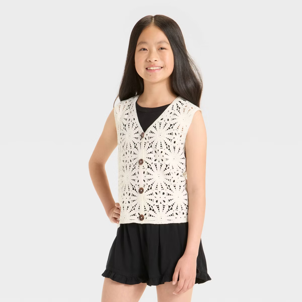 Girls' Open Work Sweater Vest - art class™ | Target