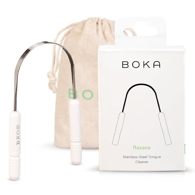 Boka Tongue Scraper for Adults & Kids with Case - Stainless Steel Tongue Cleaner w/Linen Travel P... | Amazon (US)