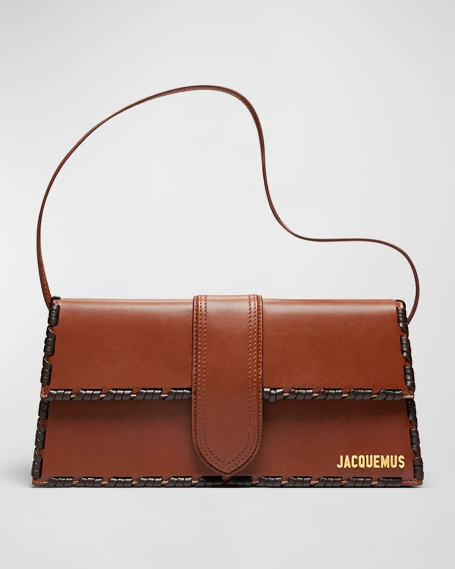 Jacquemus Le Bambino Long Woven Leather Shoulder Bag | Neiman Marcus