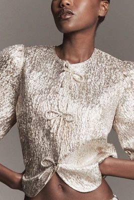 Dolan Left Coast Textured Lamé Crop Lady Jacket | Anthropologie (US)