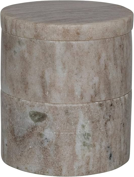 Creative Co-Op 3.75 Round Marble Stackable Pinch Pots with Lid, Beige, Set of 2 | Amazon (US)