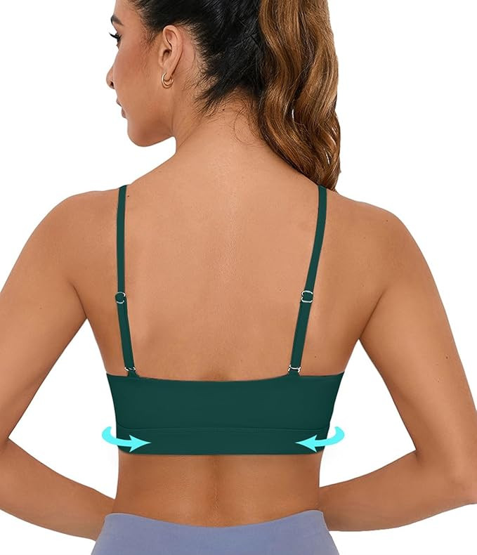 Comper Adjustable Sports Bra for Women Wirefree Racerback Workout Bras Sexy Thin Straps Yoga Spor... | Amazon (US)