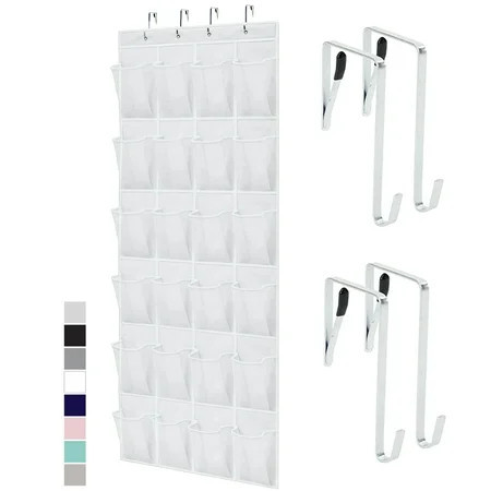GORILLA GRIP 24 Pocket Over the Door Shoe Organizer, Mesh Pockets, Up to 40 Pounds, Hang on Doors, White | Walmart (US)