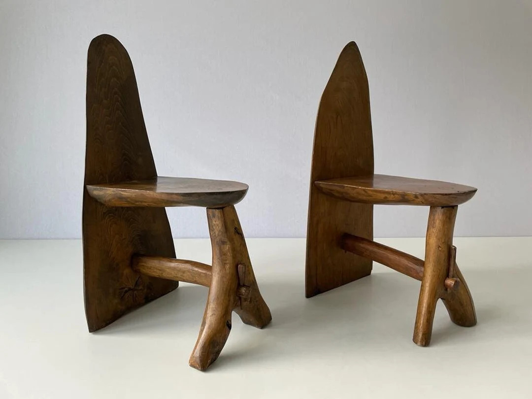 Hand-crafted Primitive Design Solid Wood Pair of Chairs - Etsy | Etsy (US)