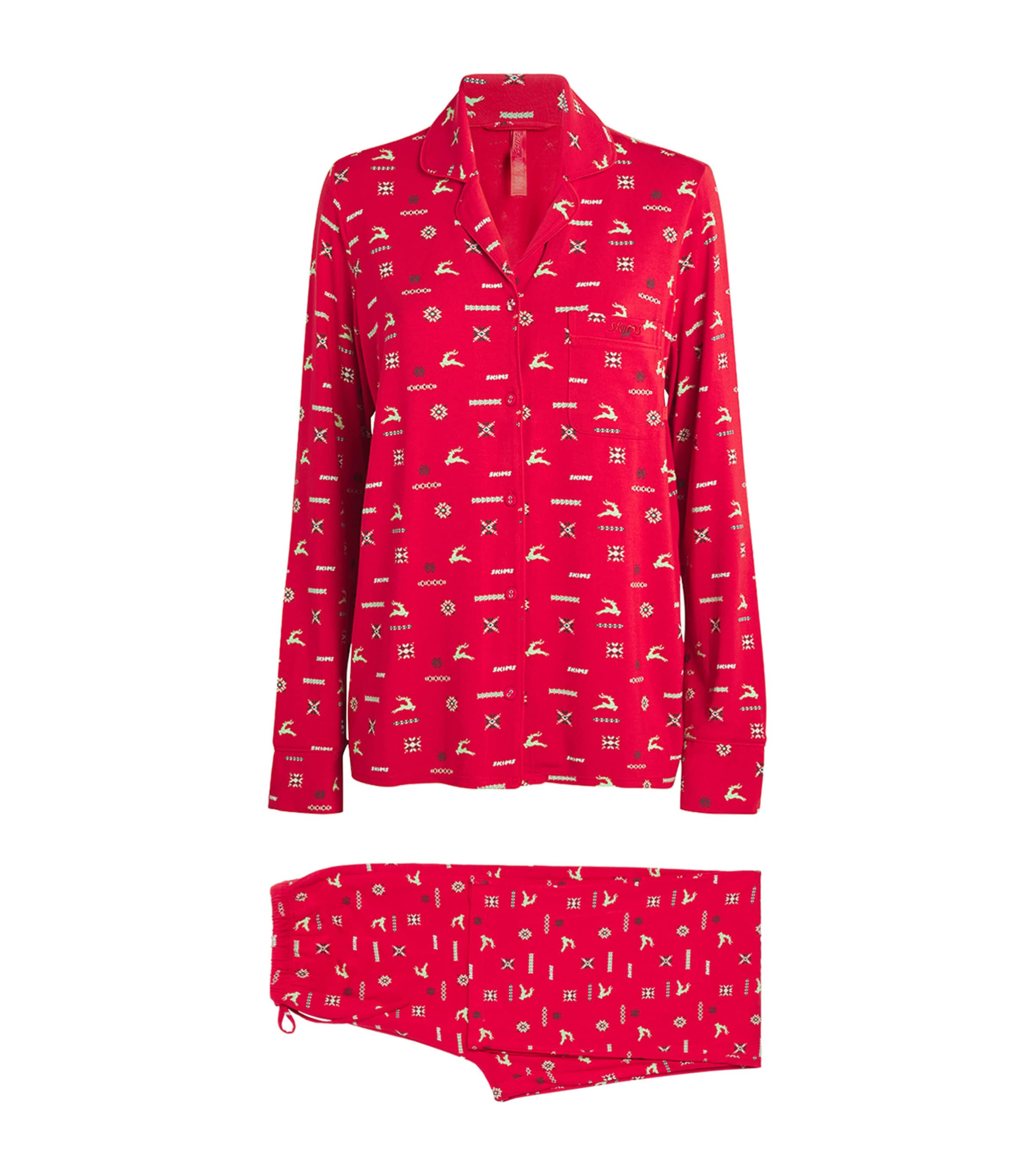 Skims Modal-Blend Festive Print Pyjama Set | Harrods (US)