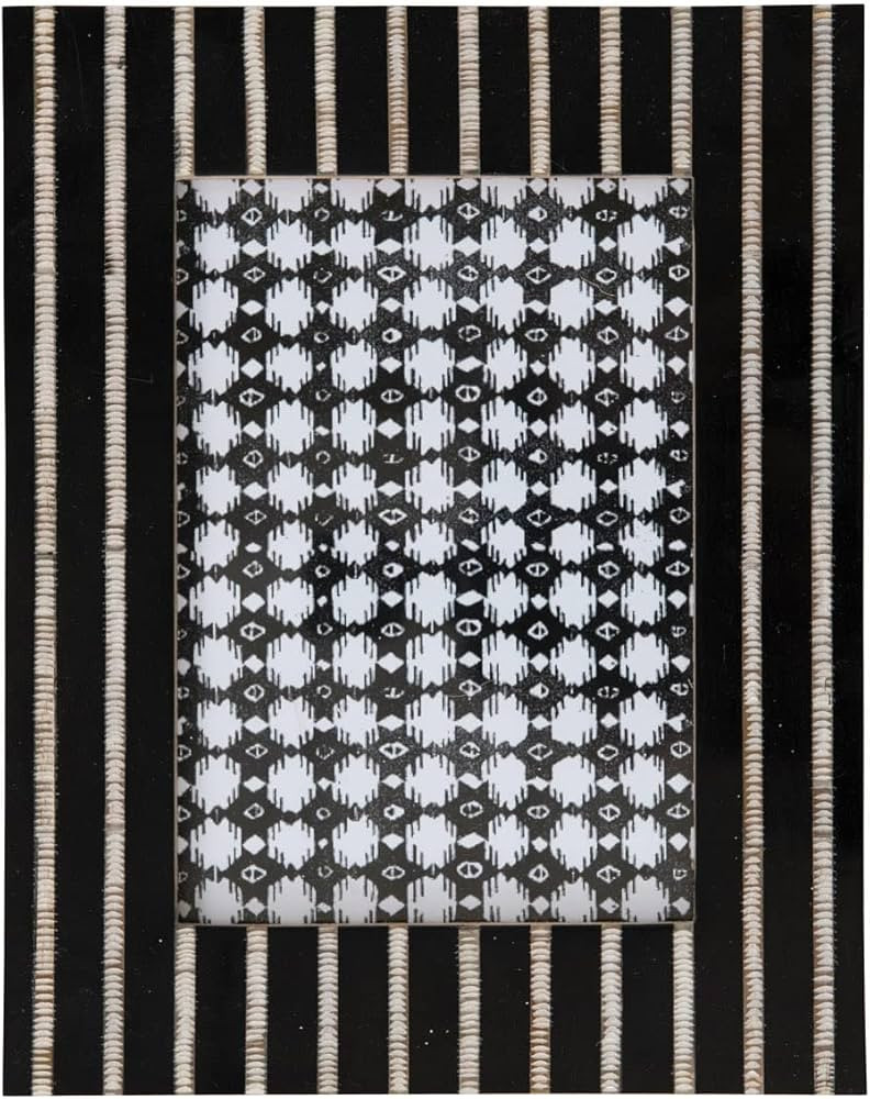 Creative Co-Op Resin and Horn Photo Stripes Picture Frame, 8" L x 1" W x 10" H, Black | Amazon (US)