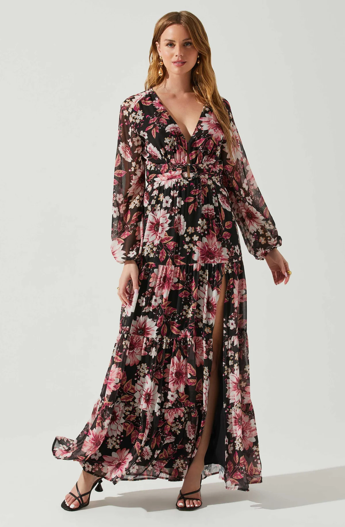 Trinity Long Sleeve Backless Floral Dress | ASTR The Label (US)