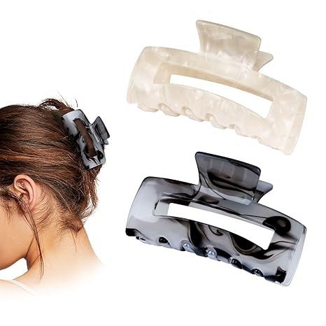 COLAPOO 2-Pack Hair Claw Clips for Women Ladies,Acrylic Rectangle Hair Clamp with Strong Hold for... | Amazon (US)
