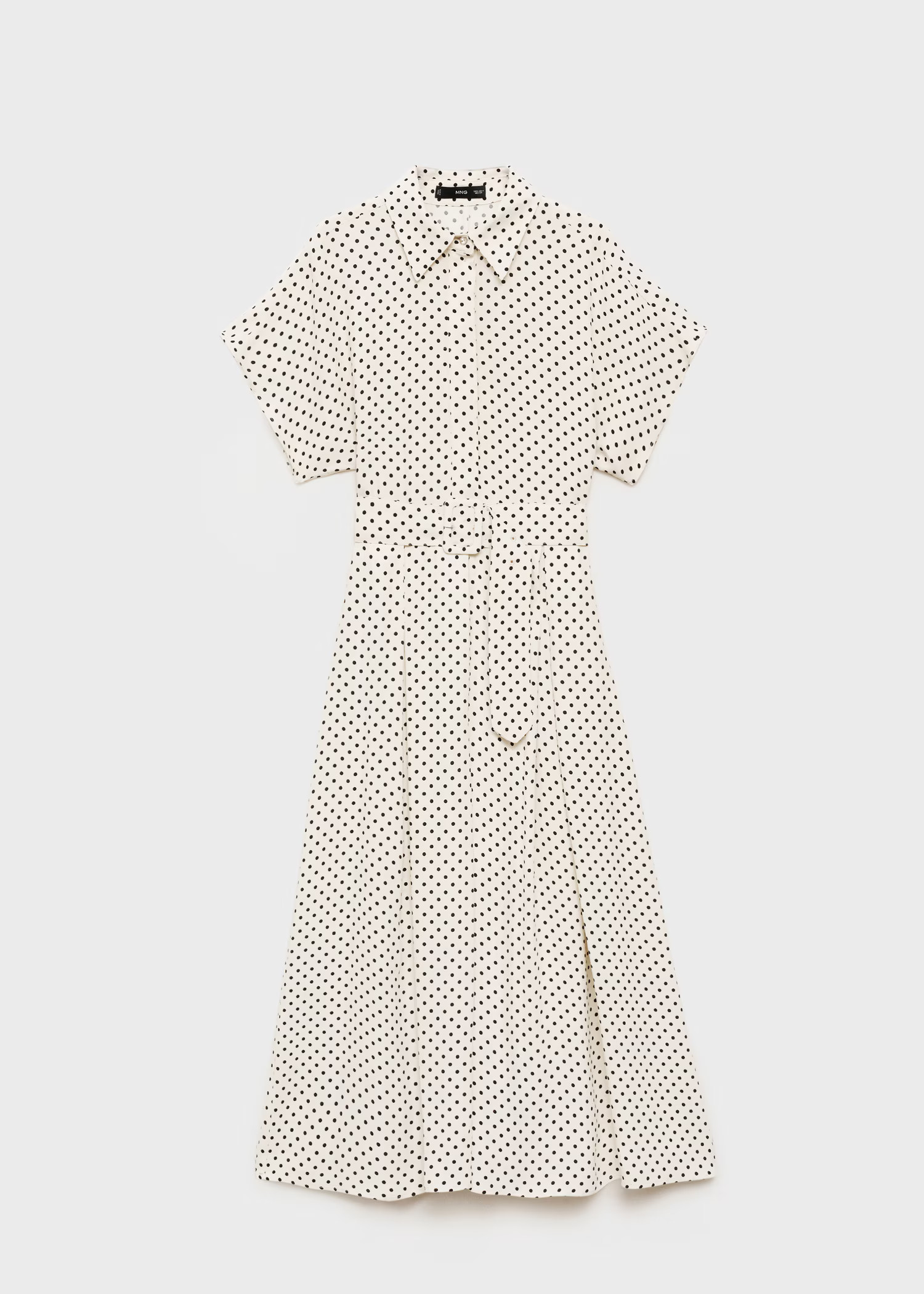 Polka-dot dress with belt - Women | MANGO United Kingdom | MANGO (UK)