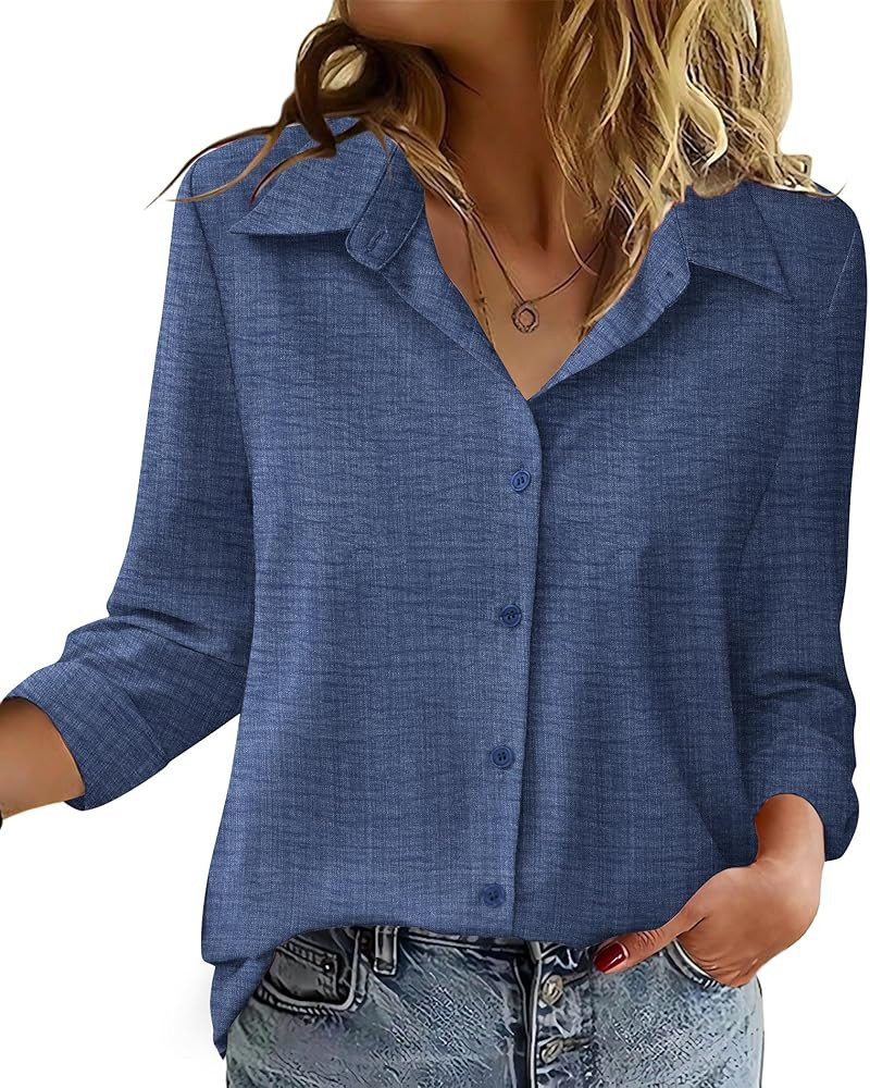 Zeagoo Blouse for Women Dressy Long Sleeve Button Down Shirts Business Casual Outfit Lightweight ... | Amazon (US)