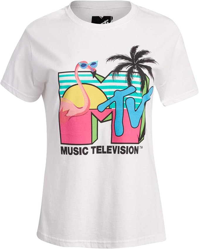MTV Women's T-Shirt - Vintage Retro Music Television Logo Cotton Short Sleeve Graphic Tee | Amazon (US)