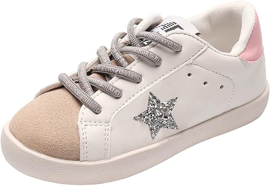 XinYiQu Kids Sparkle Star Sneakers Casual Sports Running Shoes for Girls Boys | Amazon (US)