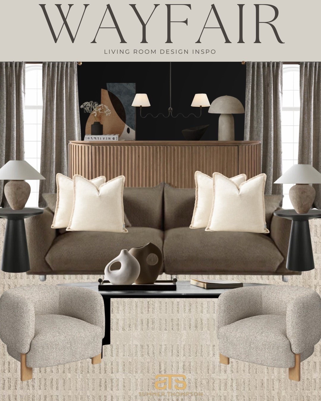 Obsessed with this cozy yet elevated living room design using all Wayfair finds 🤎 From the curved accent chairs to the sculptural decor, every detail creates a perfect neutral moment. Linked everything for your next living room refresh!

#WayfairFinds
#LivingRoomDesign
#NeutralHomeDecor
#ModernCozyStyle
#InteriorInspo
#WayfairStyle
#HomeDecorLovers
#CozyLivingRoom
#LTKhome
#CuratedSpaces


#LTKHome