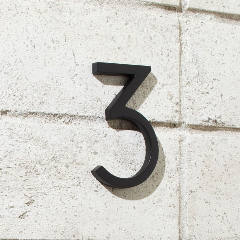 Aurele 4" Matte Black House Number 3 + Reviews | CB2 | CB2