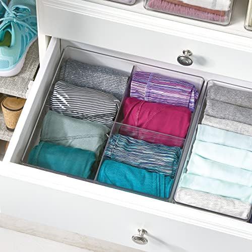 mDesign Plastic 4 Compartment Divided Drawer and Closet Storage Bin - Organizer for Scarves, Sock... | Amazon (US)