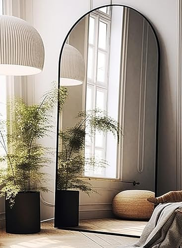 BEVERDY Full Length Mirror, Arched Floor Mirror, 34" x 76" Oversized Full Length Mirror, Freestanding, Full Body Mirror, Arch Mirror Full Length, Wall Mounted Mirror for Bedroom, Black | Amazon (US)