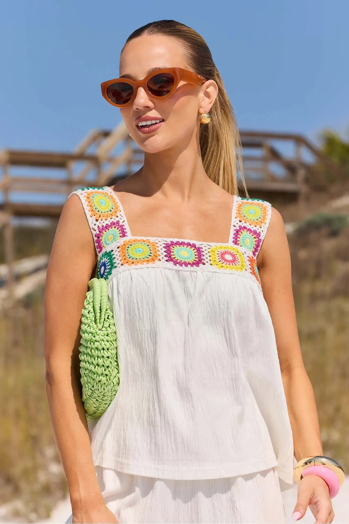Poppy White Embroidered Trim Top | Avara
