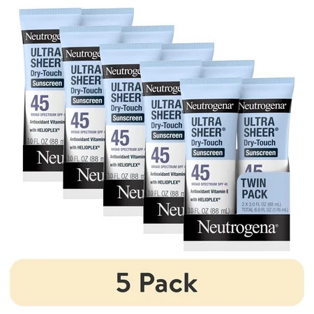 (5 pack) Neutrogena Ultra Sheer Dry-Touch Sunscreen Lotion Broad Spectrum SPF 45, 2-Pack of 3 fl oz | Walmart (US)