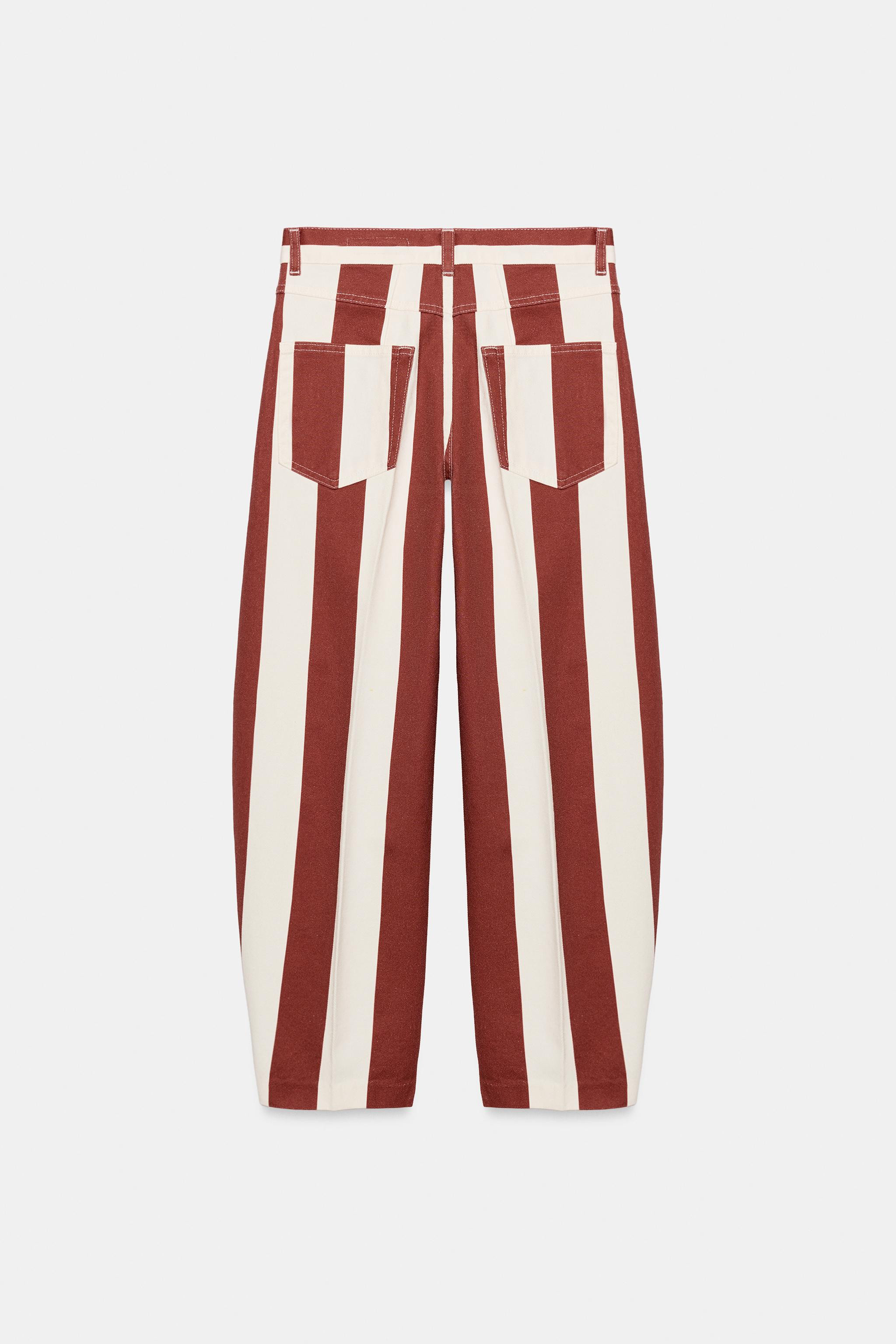 ZW COLLECTION HIGH WAIST STRIPED TAPERED JEANS | Zara US