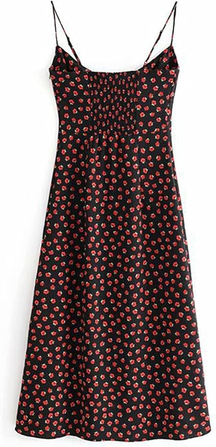 Omoone Womens Floral Dress Low-Cut Square Neck Spaghetti Strap Tie Bodycorn 90s Y2k Sun Dresses | Amazon (US)