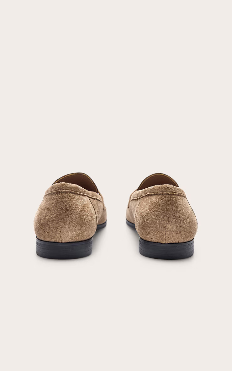 Mushroom Faux Suede Round Toe Loafers | Footwear | PrettyLittleThing UK