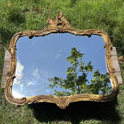Antique Large Mirror Ornate Rococo Gold Gilt Wood Plaster Carving Baroque 29x29 | eBay US