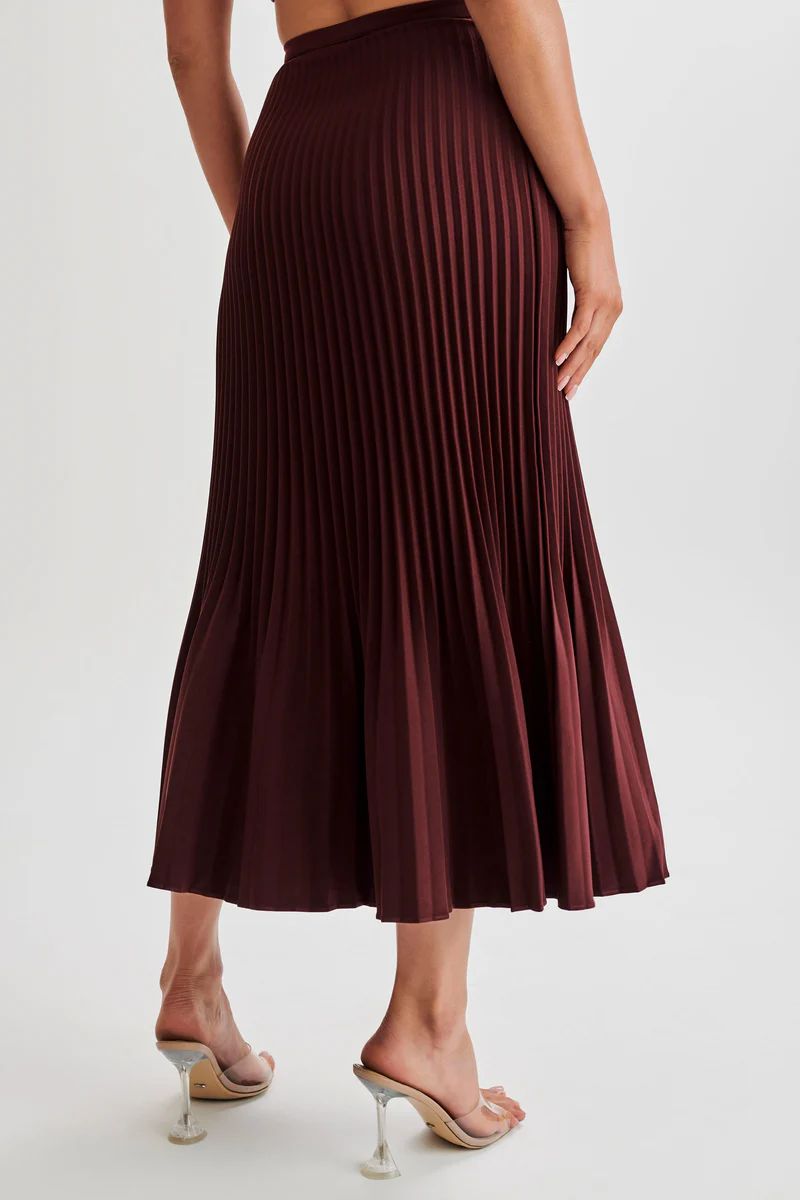 Twyla Pleated Suiting Maxi Skirt - Plum | MESHKI US