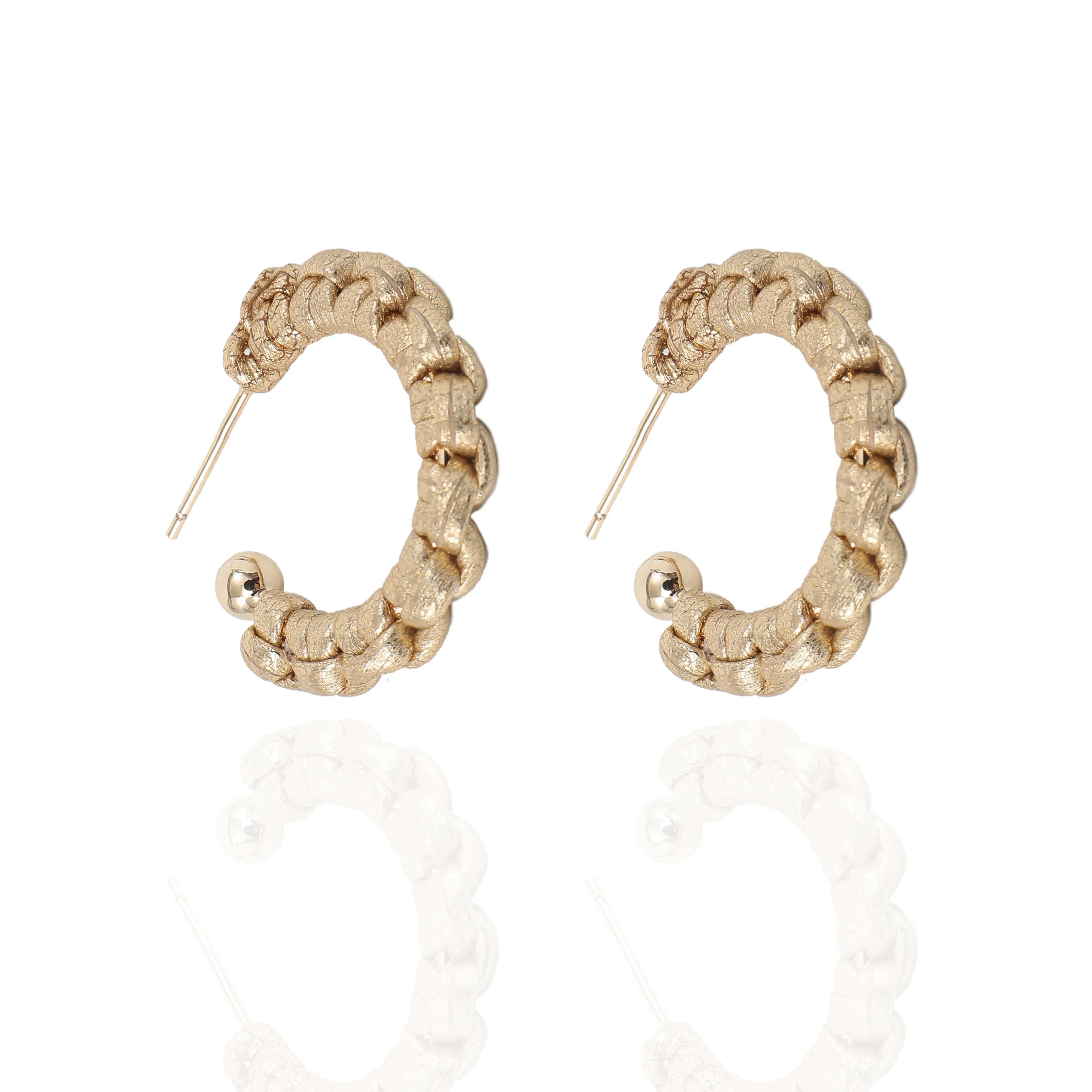 Gold PETITE Braided Hoop Earrings | KEVA Style