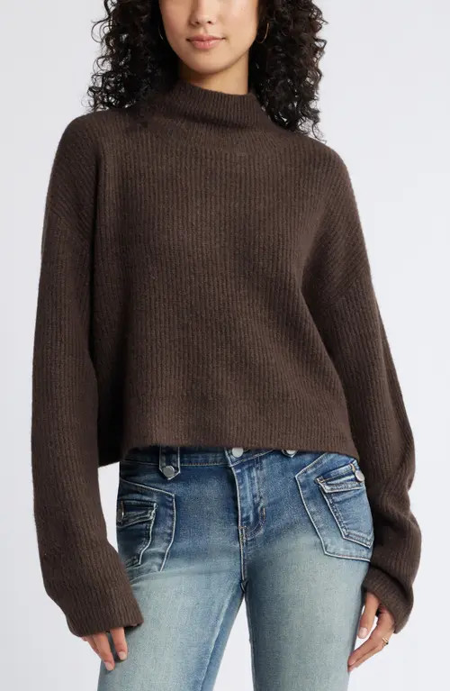 BP. Oversize Cozy Mock Neck Sweater in Brown Coffee at Nordstrom, Size Small | Nordstrom