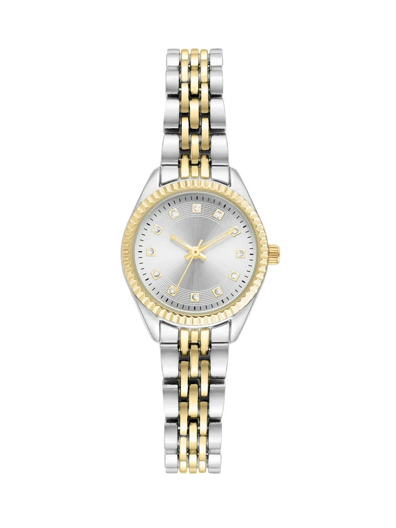 Time and Tru Two-Tone Metal Bracelet Women's Watch | Walmart (US)