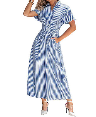 Women's Striped Button-Up Jumpsuit | Macy's