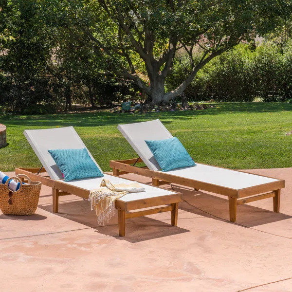 Scheiner 24'' Outdoor Acacia Chaise Lounge | Wayfair North America
