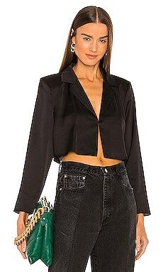 L'Academie The Leona Crop Blouse in Black from Revolve.com | Revolve Clothing (Global)