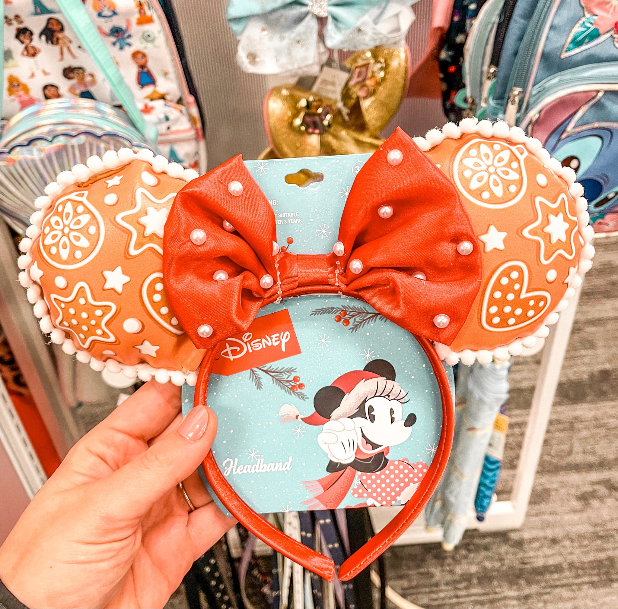 Kids' Disney Minnie Mouse Gingerbread Ears Headband - Red/Yellow