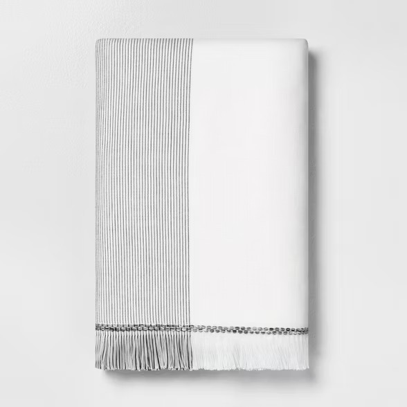Fringe Bath Towel Microstripe Gray - Hearth & Hand™ with Magnolia | Target