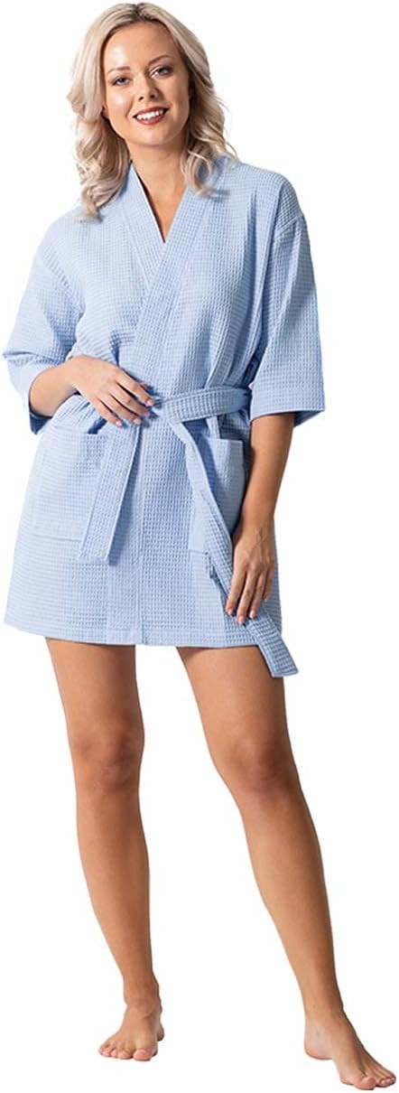 Turkish Linen Lightweight Waffle Knit Bath, Spa & Bridesmaids Kimono Short Robes for Women - Quic... | Amazon (US)