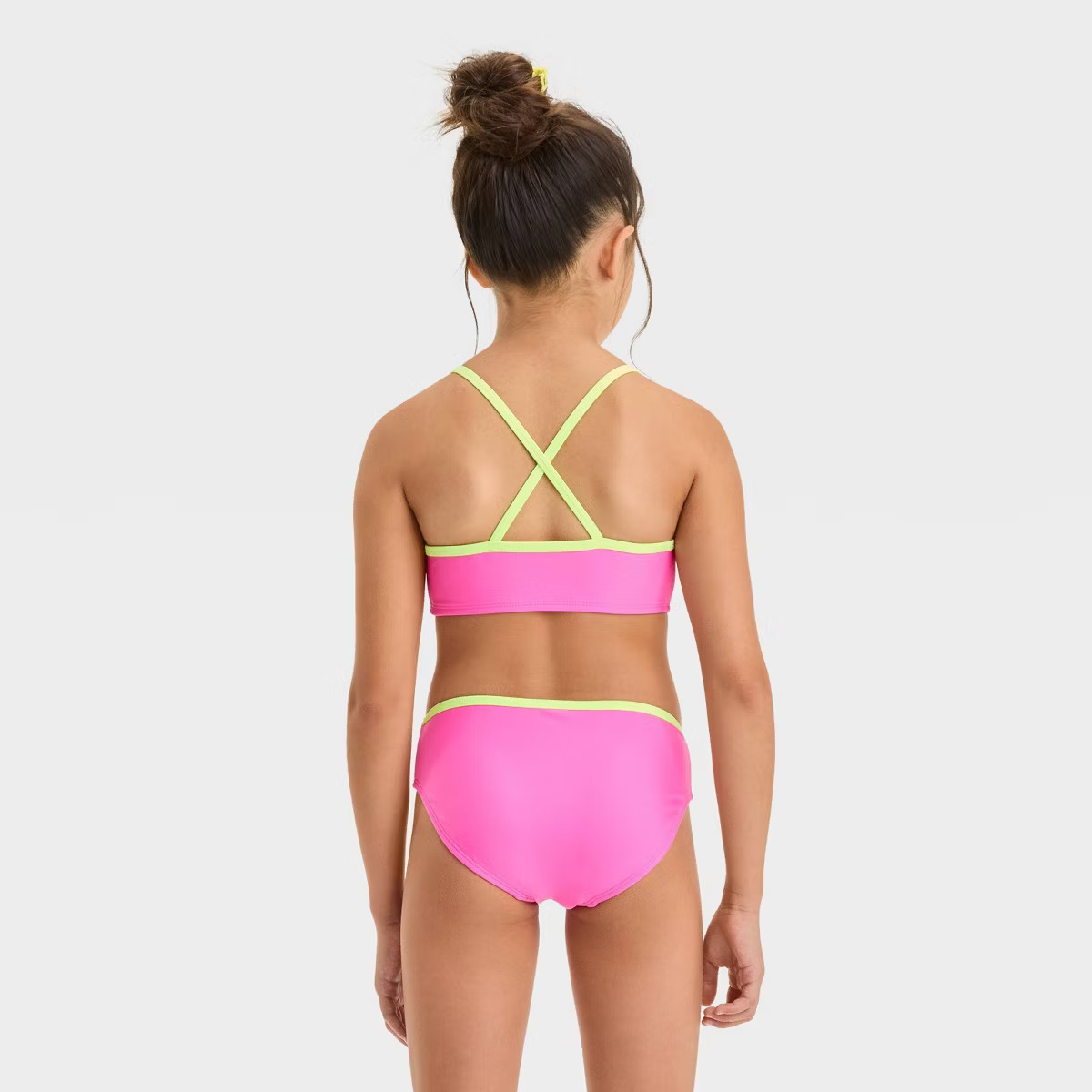 Girls' Solid Bikini Set - Cat & Jack™ Pink/Yellow L: UPF 50+, Recycled Polyester, Medium Covera... | Target