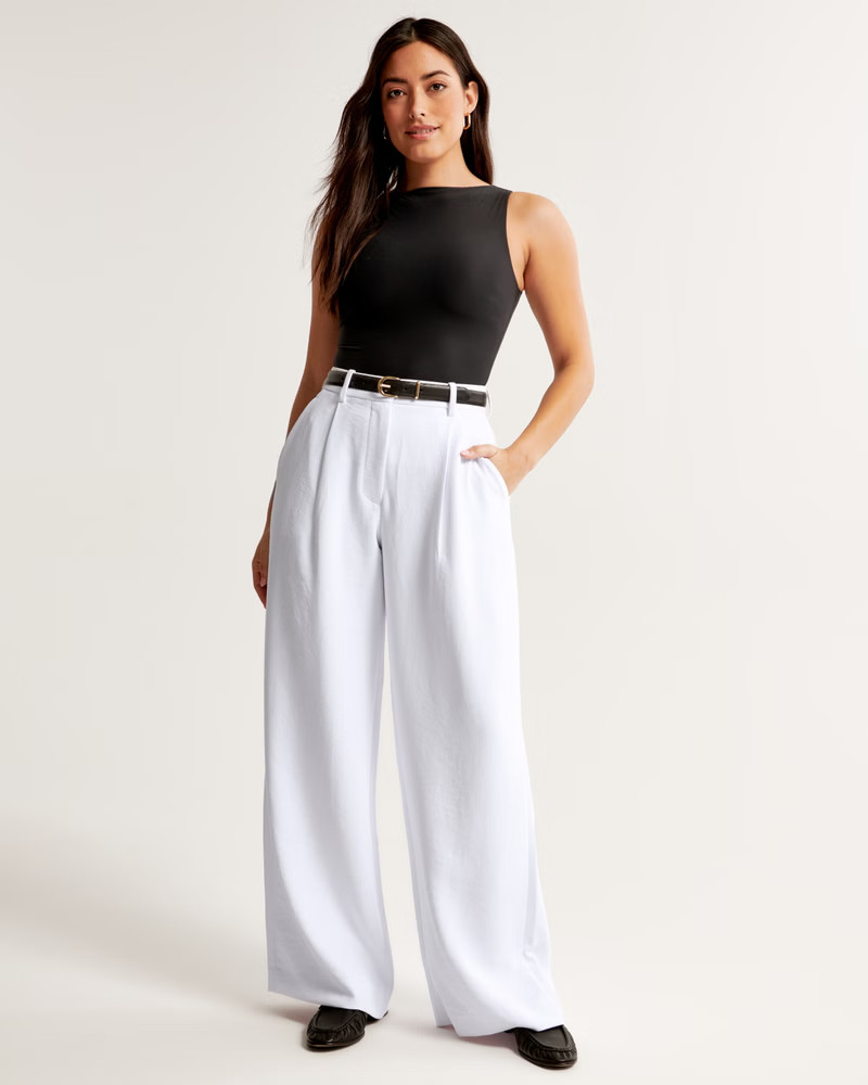 Curve Love A&F Harper Tailored Premium Crepe Pant | Abercrombie & Fitch (US)